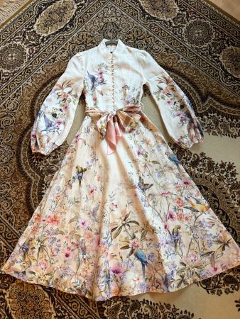 Elegant Floral Midi Dress [Linen 100%]