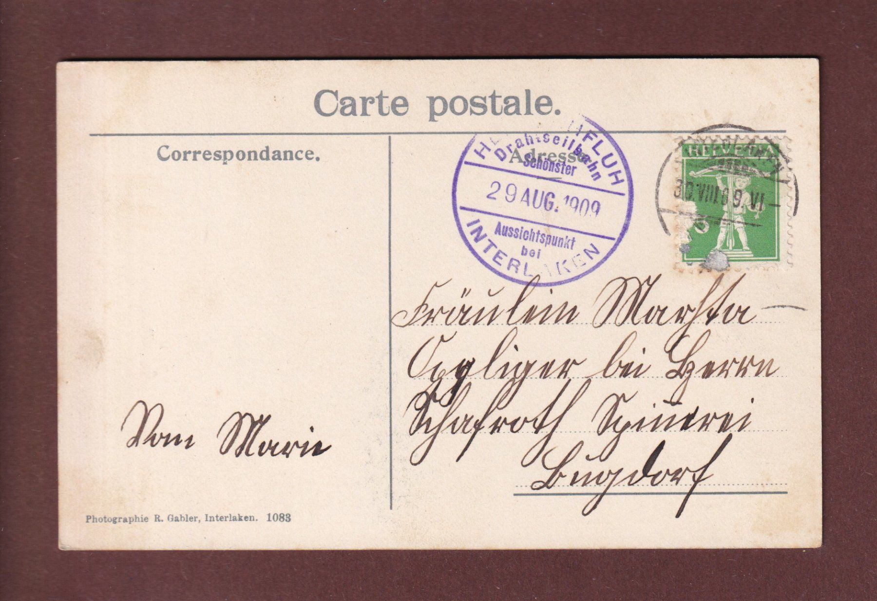 Cartoline postali: THUNERSEE - Niesen - 1909 – Usato da Pully venduto da nicecards 1