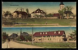 AK Hindelbank, Ortspartien mit Bahnhof und Kirche