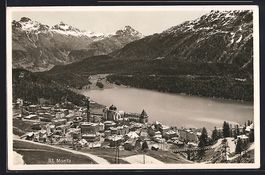 AK St. Moritz, Teilansicht mit Kirche