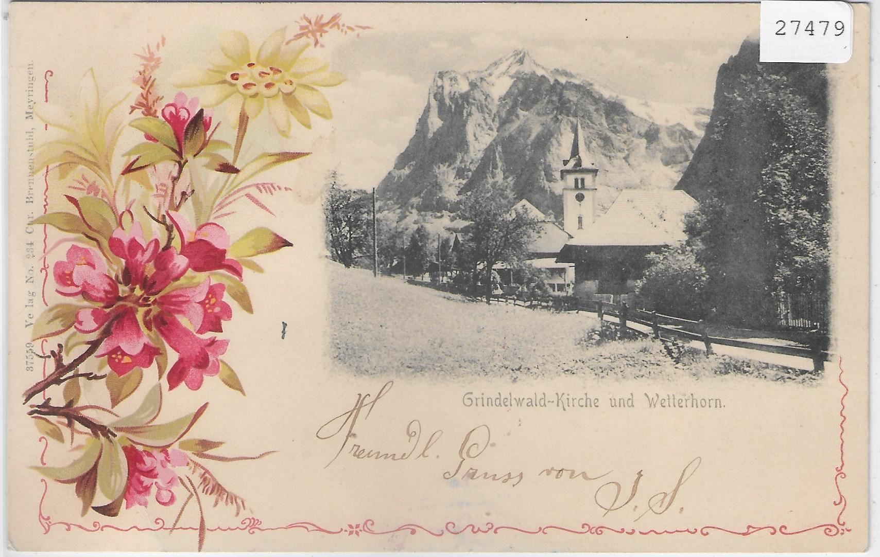 Cartoline postali: Grindelwald-Kirche und Wetterhorn – Usato da Ettingen venduto da Kartenplanet