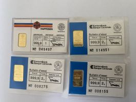4 Goldbarren - 3 x ZKB und 1 x Raiffeisen / Gold Barren