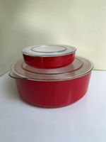 Rote Tupper klein und gross mit Deckel 