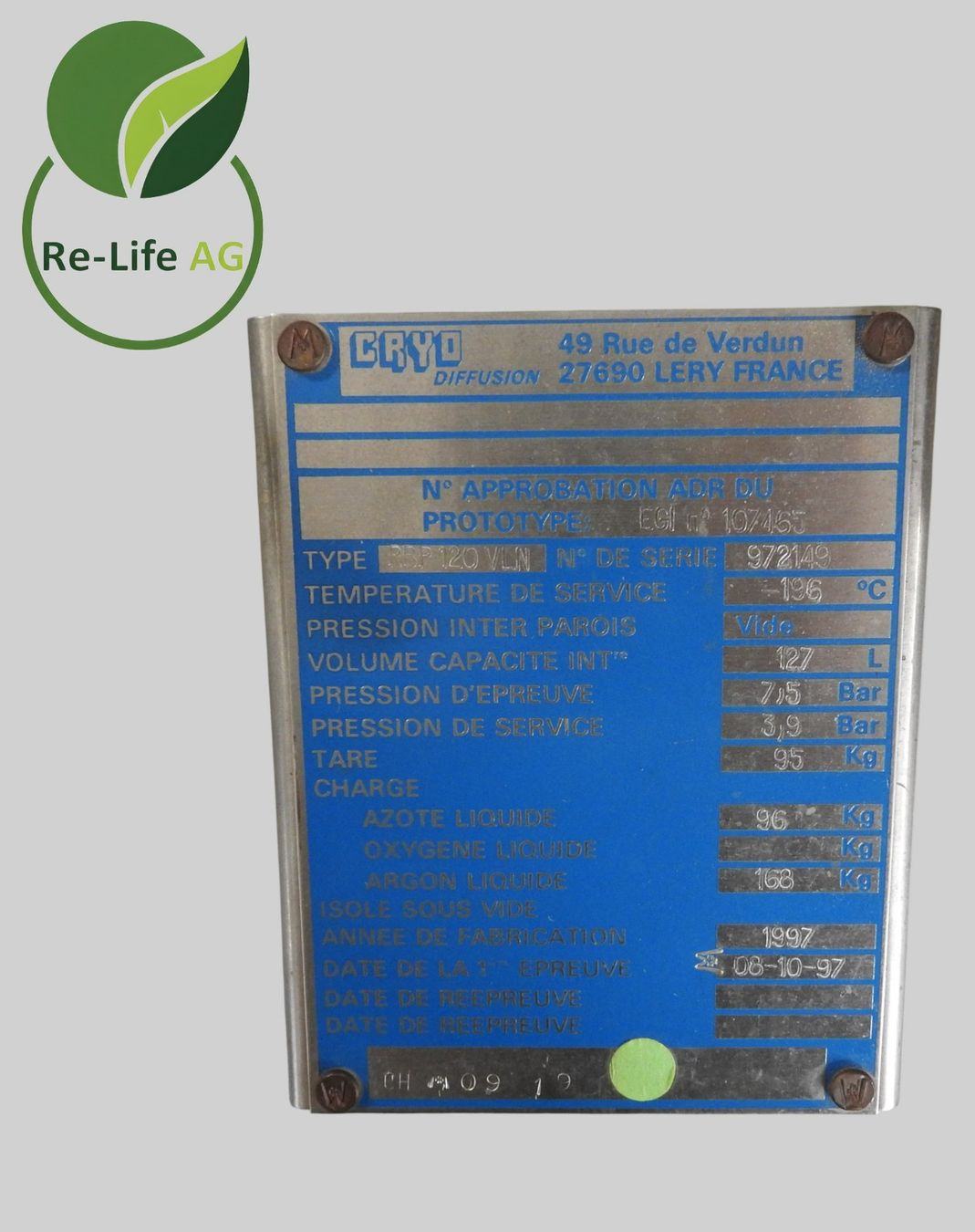 Accessori per altri veicoli: Cryo Diffusion RBP 120 VLN Liquid Nitrogen Tank – Difettoso da Reinach BL venduto da Re-LifeAG_Labor 5