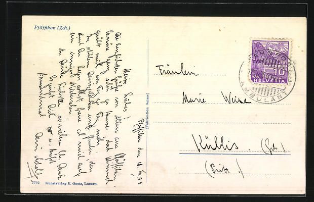 Cartoline postali: AK Pfäffikon, Teilansicht mit Kirche – Usato da Berlin venduto da bartko-reher 1