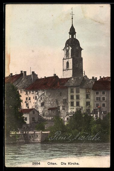 Cartoline postali: AK Olten, Blick zur Kirche – Usato da Berlin venduto da bartko-reher