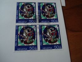 Pro Patria 1970, FDC Satz, Einzel und 4erblocks, 9 Belege