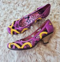 SCHUHE FLY LONDON 40 LEDER CUT OUTS PUMPS LILA GELB SANDALE