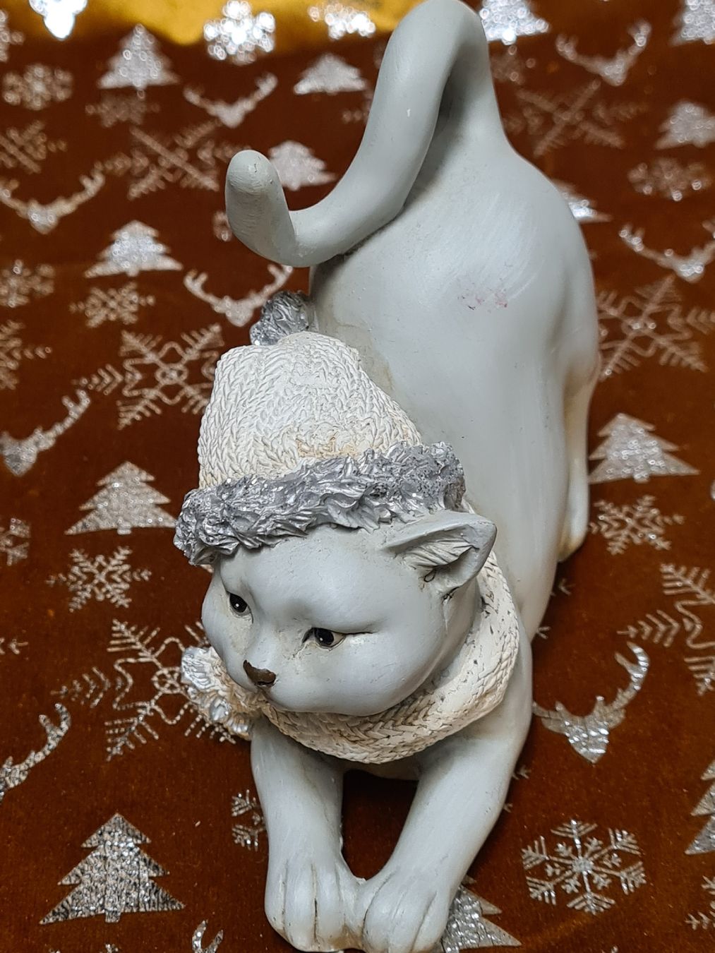 Statuette: Weihnachts Katzenfigur, 12 x 13 cm – Usato da Amriswil venduto da kleindeko 2