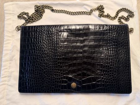 Marc Jacobs Shoulder Bag Black Crocodile Embossed Vintage