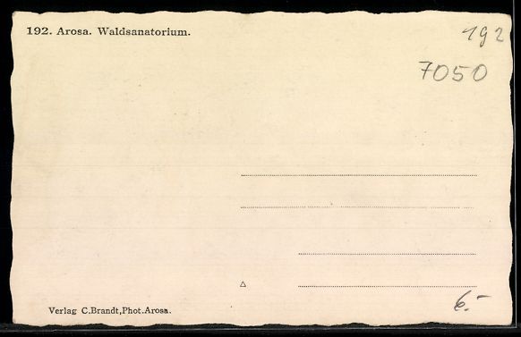 Ansichtskarten: AK Arosa, Waldsanatorium – Gebraucht aus Berlin von bartko-reher 1