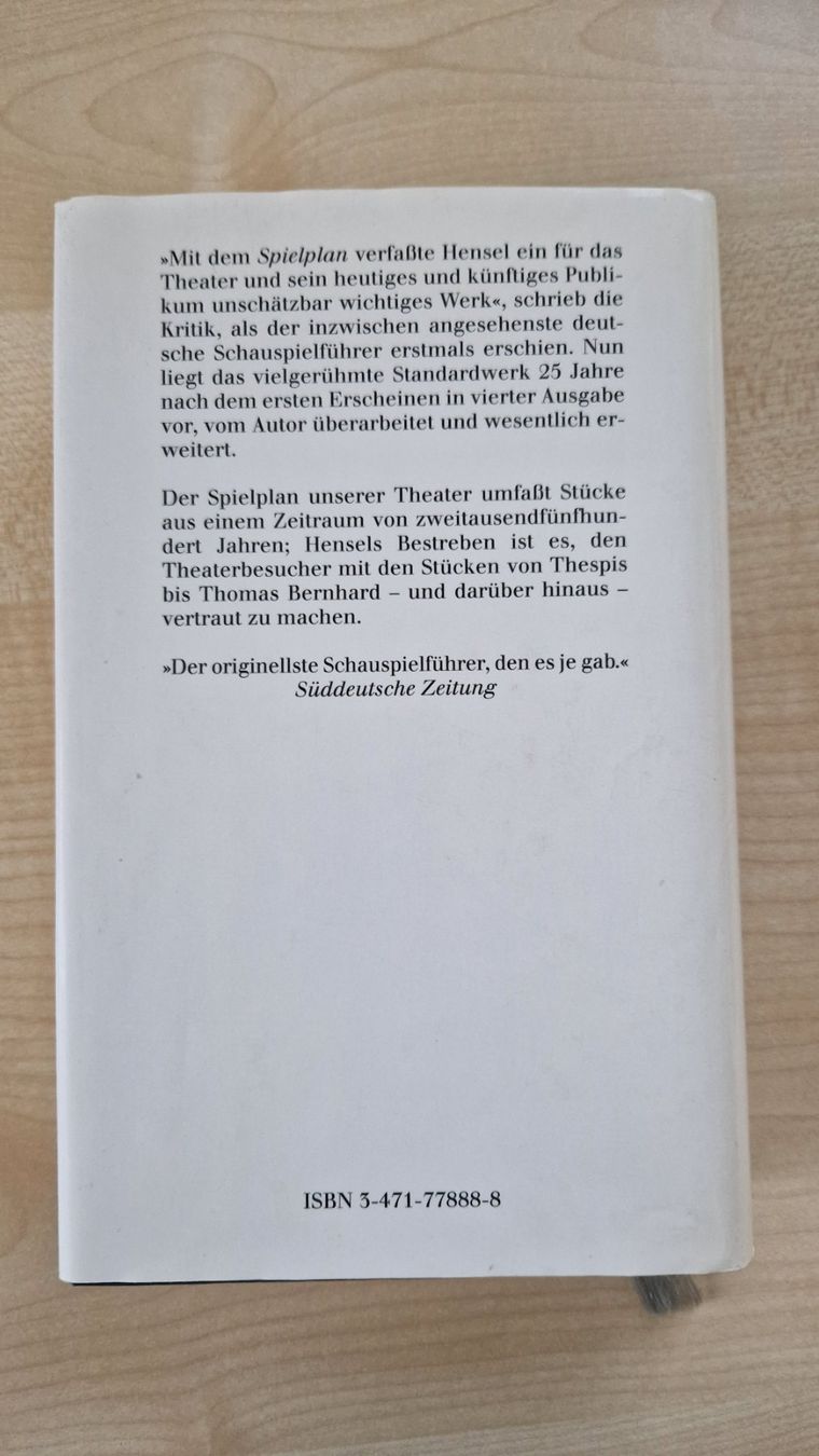 Libri: Spielplan / Der Schauspielführer / Georg Hensel / Band  1 – Usato da Malters venduto da page02 1
