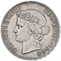 5Fr. 1909 vorz., wenig zirkuliert, schöne original Patina