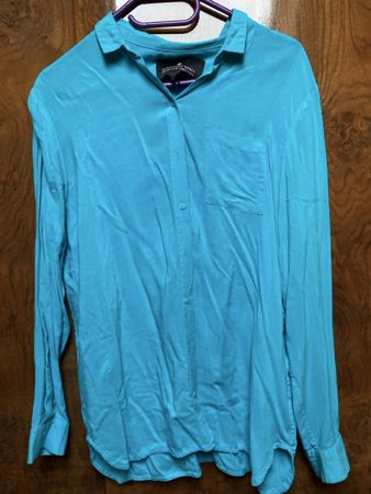 Türkisblaue "Charlotte Eskildsen"-Designerbluse, M