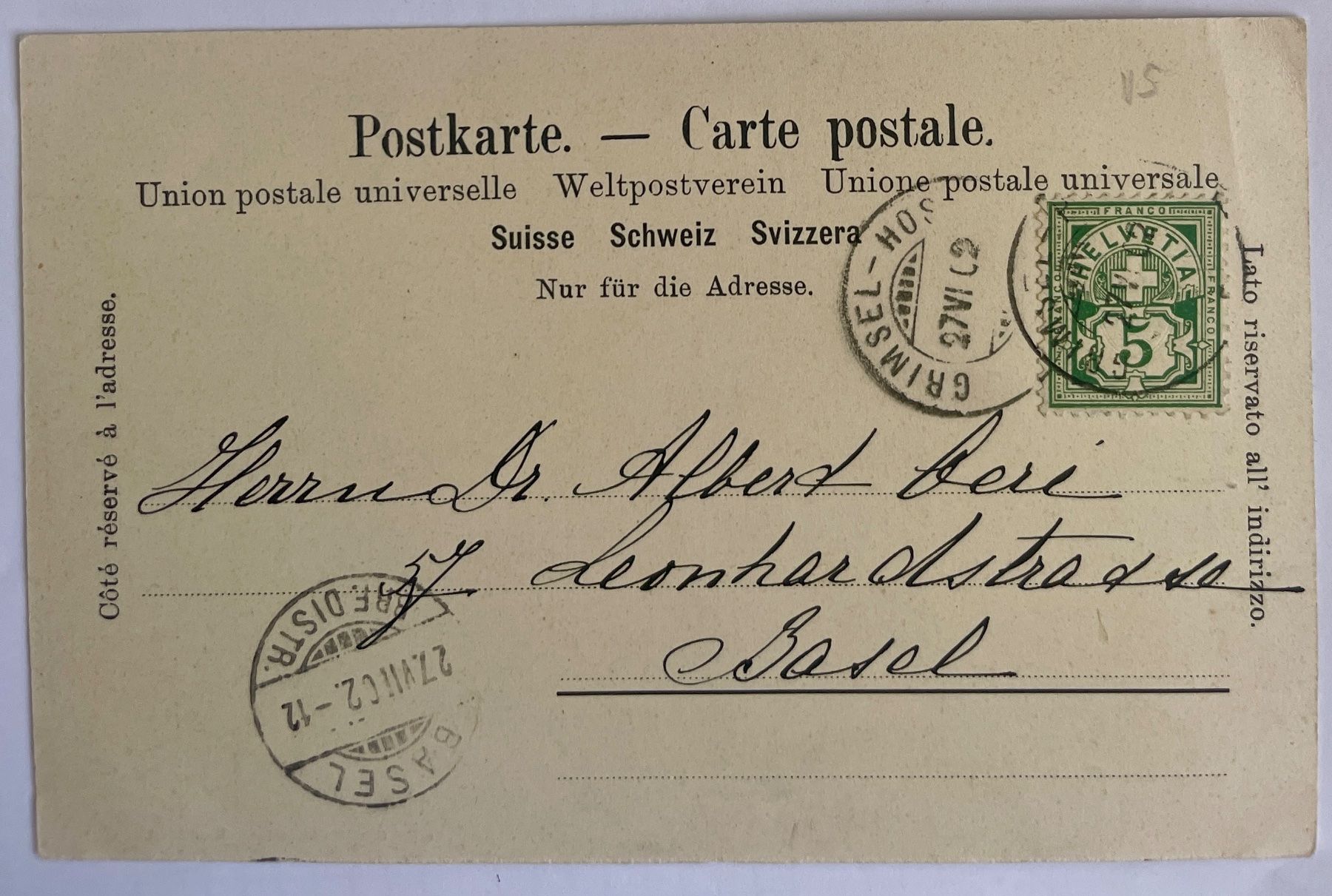 Cartoline postali: GRIMSEL - HOSPIZ 1902 – Usato da Lutry venduto da Ediego 1