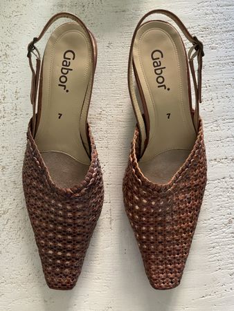 geflochtene Lederslippers, Gabor, braun, Gr. 40