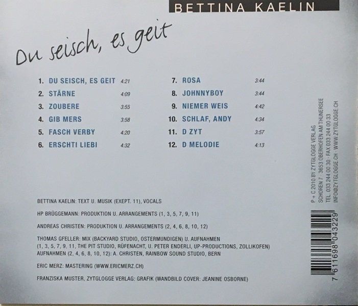 CDs: Bettina Kaelin - Du seisch, es geit – Gebraucht aus Grüningen von azulverde 1