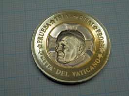 Vatikanstaat 2002, 1€ Probemünze übergross, Bimetall
