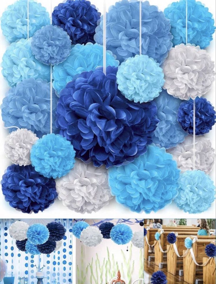 Toutes les décorations: Dekopompons Papier weiss blau neu – Neuf (Voir description) à Wetzikon ZH par deb_8wcc