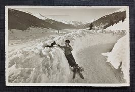 AK Eichhörnchen DAVOS Skifahren 1950