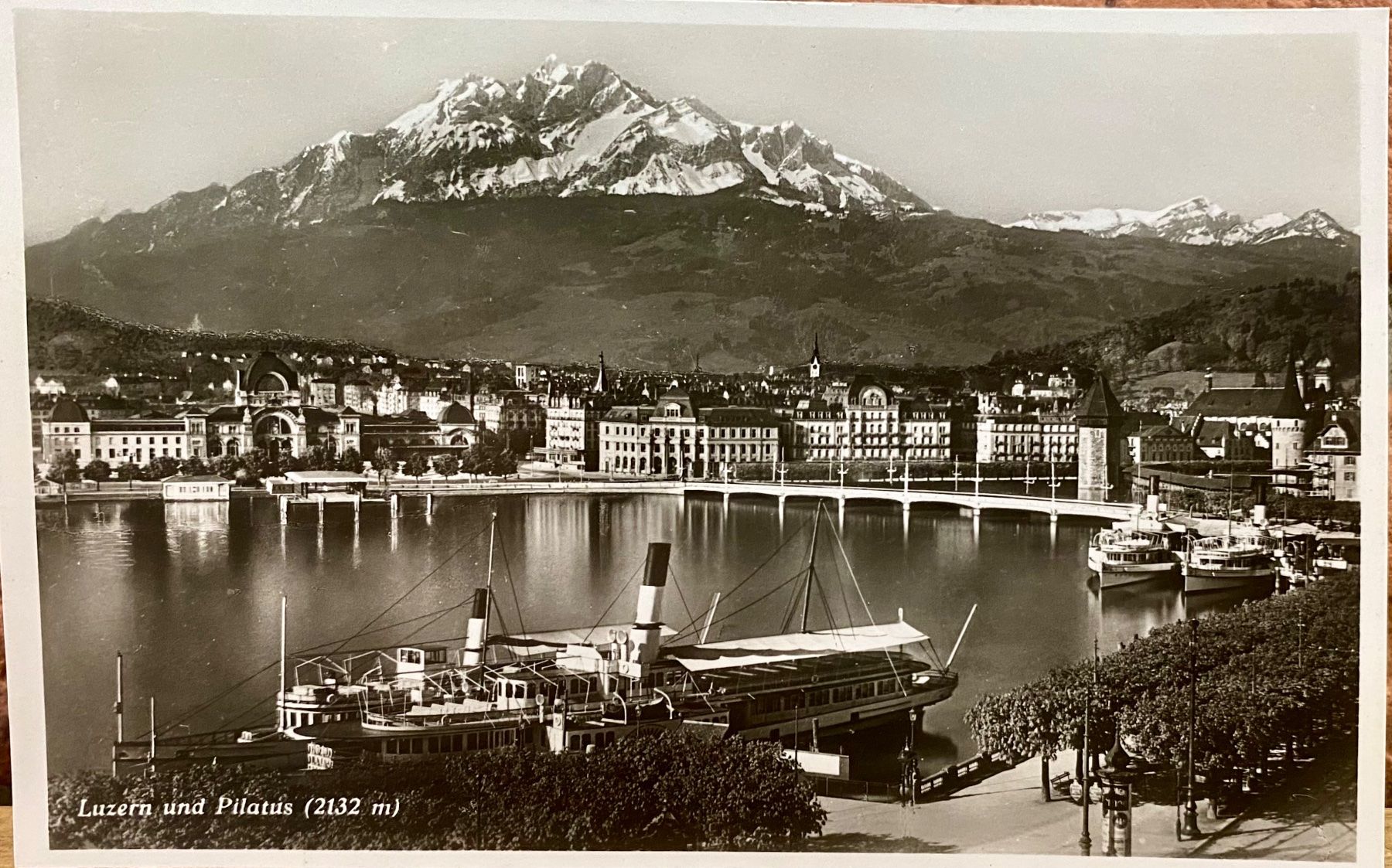Cartoline postali: Luzern mit Pilatus & alter Bahnhof  - Dampfschiffe – Usato da Root venduto da ENGLAND-TREASURES 1