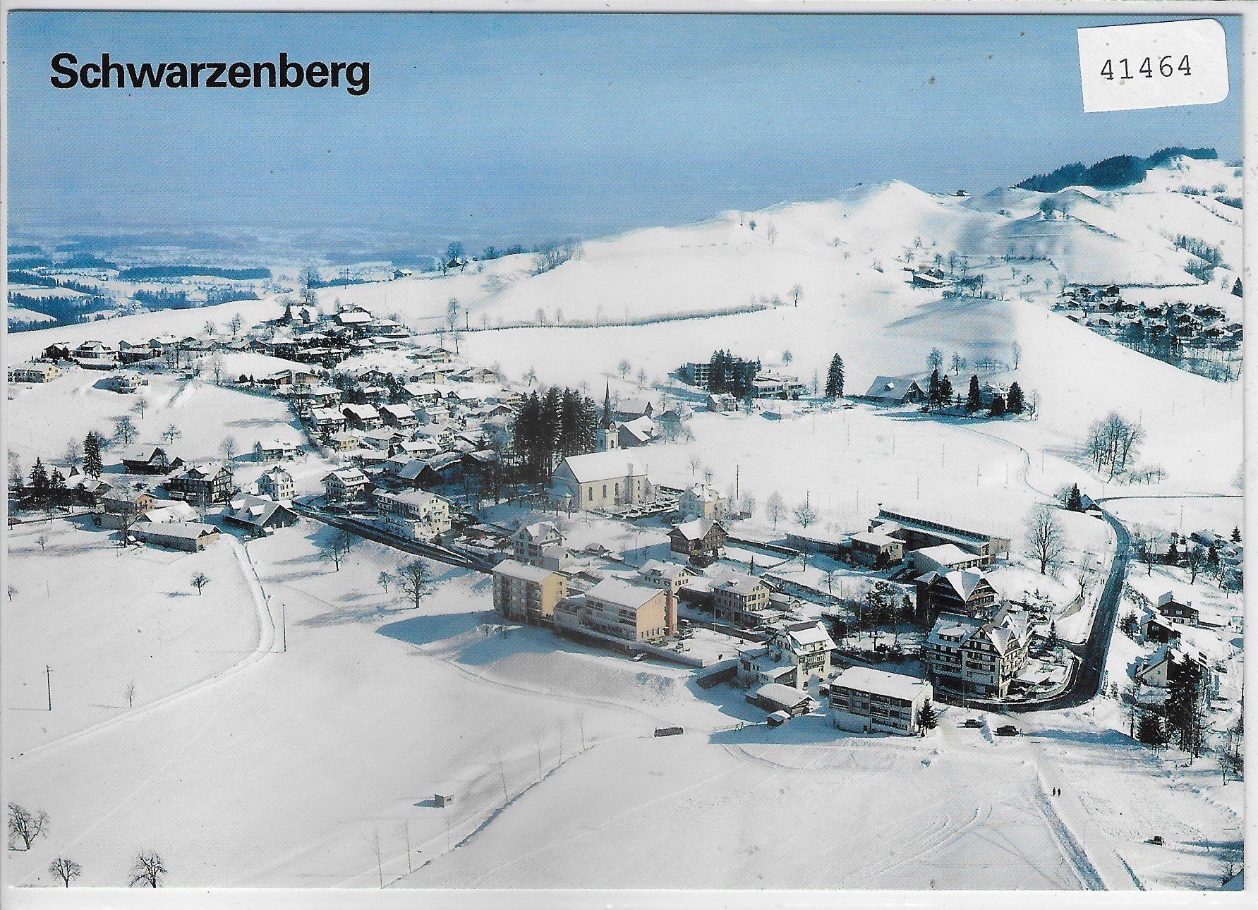 Cartoline postali: Flugaufnahme Schwarzenberg im Winter – Usato da Ettingen venduto da Kartenplanet