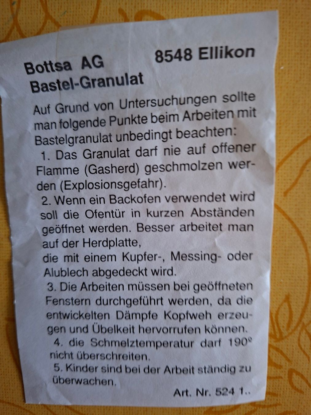 Kit bricolage: Bastelgranulat – Usato da Bretzwil venduto da eri_2gck 1