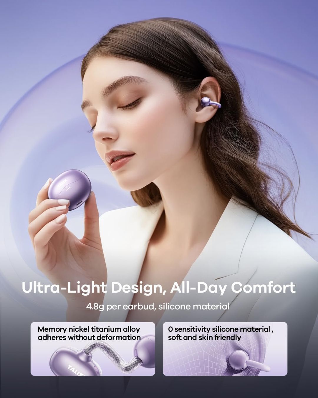 Cuffie: Open Ear Bluetooth Kopfhörer Clip-On Violett TALIX X6 – Nuovo e nell'imballaggio originale da Suhr venduto da SchnapperCH 1