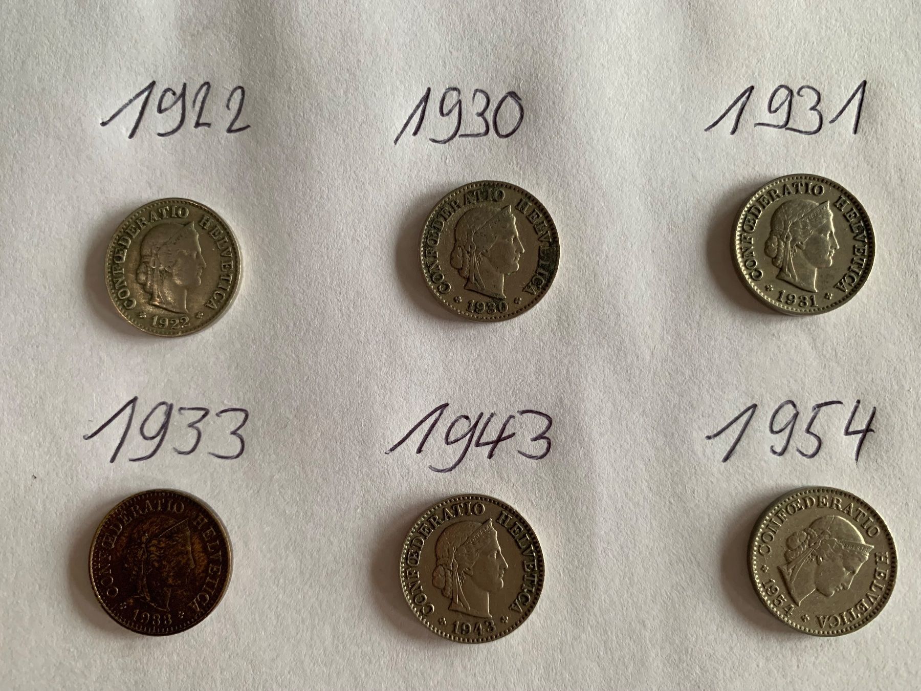 Tutti le monete: Sechs Silber - 20 Räppler, 1922-1954 – Usato da Willerzell venduto da Eluchs