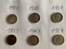 Sechs Silber - 20 Räppler, 1922-1954