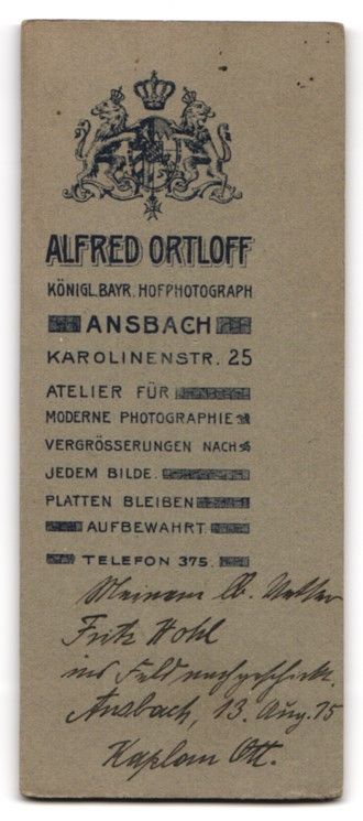 Fotografie & Manifesti: Fotografie Alfred Ortloff, Ansbach, Karo – Usato da Berlin venduto da bartko-reher 1