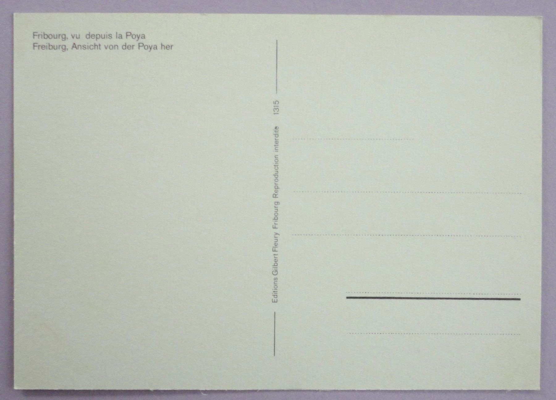 Cartoline postali: Fribourg, vu depuis la Poya – Usato da Fétigny venduto da Billy2miny 1