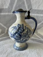 Antiker SMF Krug mit Deckel Blau Weiss 18cm H