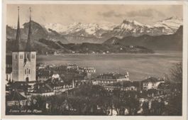 AB 102 Luzern mit der Hofkirche und den Alpen, 1927
