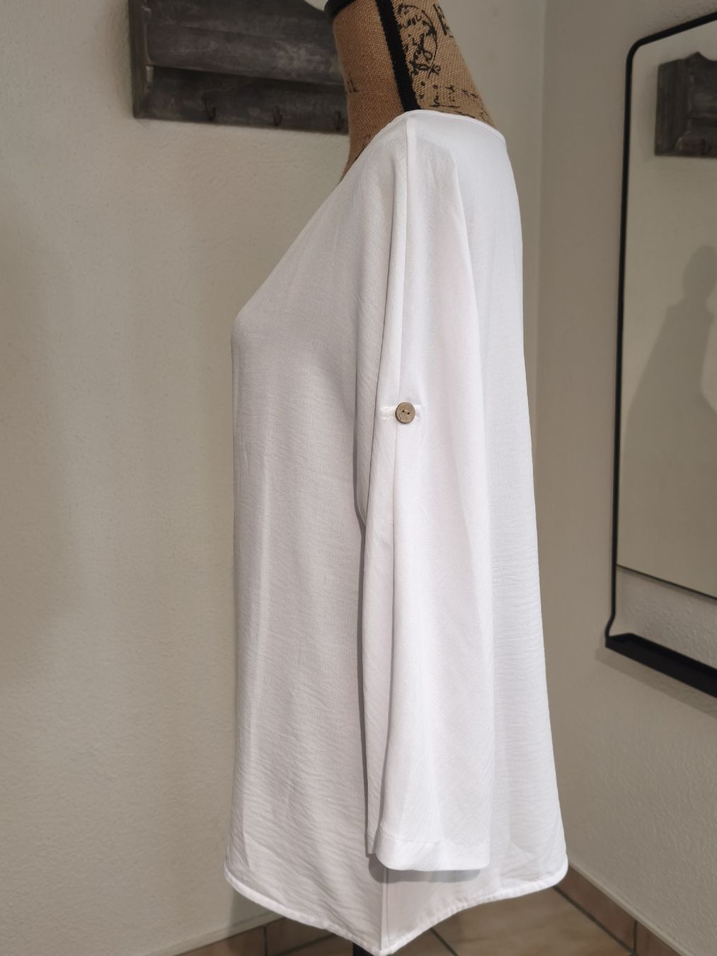 Camicette: Damen Bluse Langarm Weiss Grösse L 100% Polyester – Nuovo (secondo la descrizione) da Emmetten venduto da SecondhandSiska 1