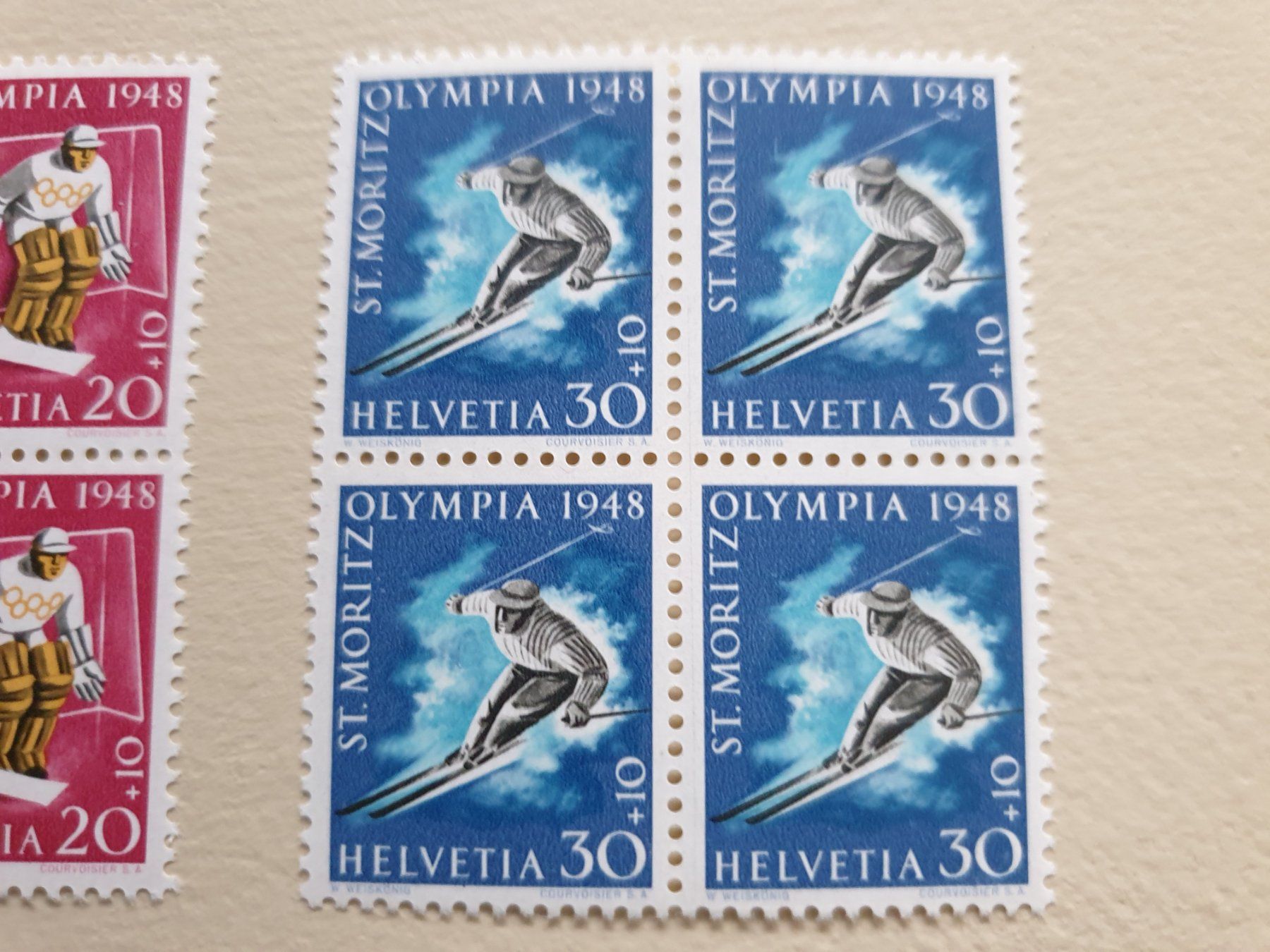 Tutti i francobolli: St.Moritz 4erBlocks Olympia 1948 St. Moritz top postfrisch – Nuovo (secondo la descrizione) da Frauenfeld venduto da Kasico 4