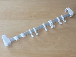 Türgaderobe Hakenleiste mit 7 Haken Alu und weiss 60cm lang