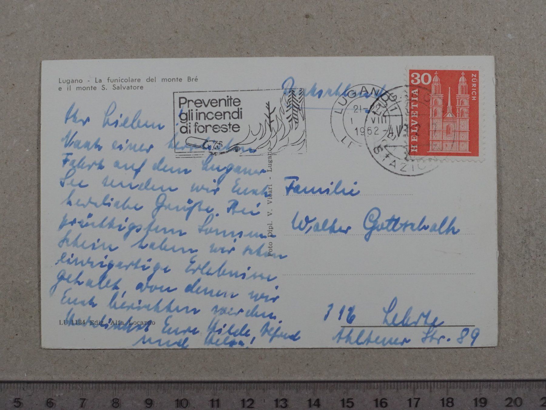 Cartoline postali: Locarno, la funicolare, 1962 – Usato da Lenzburg venduto da fh1 1