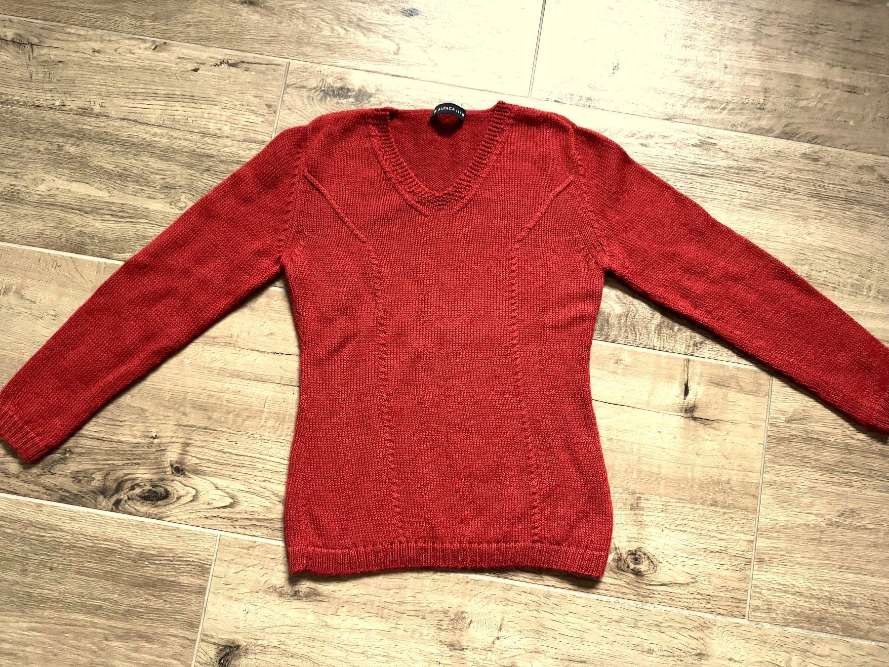 Pullover & Sweatshirts: 100% Alpaka Wolle Pullover V-Ausschnitt rot braun Gr S – Gebraucht aus Rüdlingen von IschGUAT 4