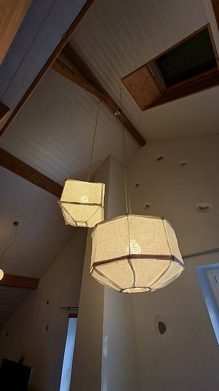 Lampade: Ensemble de 2 suspensions design wn tissu écru  – Usato da Pampigny venduto da Ocin79