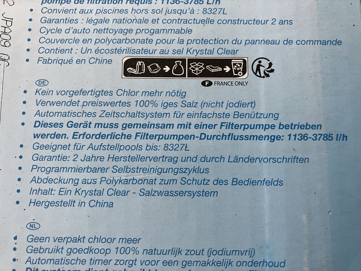 Intex Piscines: Intex QS200 Salzwassersystem – Neuf avec emballage d'origine à Lobsigen par Kastor95 2