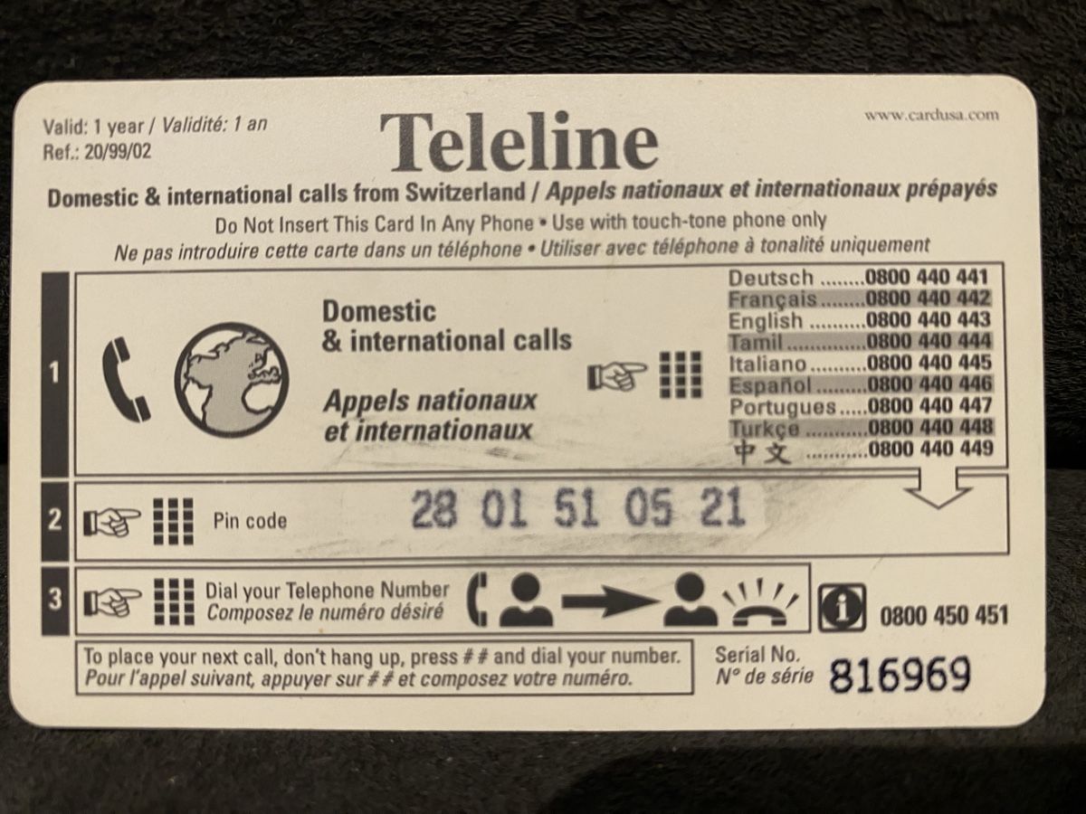 Cartes de téléphone: Teleline – D'occasion à Lausanne par babacard10 1