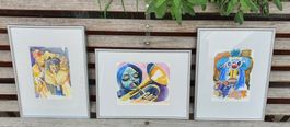 3 Aquarelle von Leo Kalmus (1929 – 2024) Thema Fasnacht