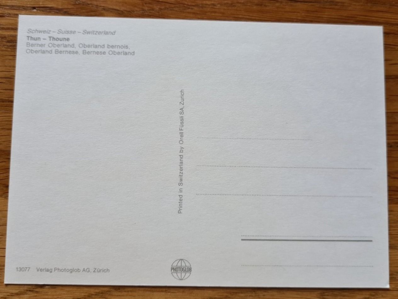 Cartoline postali: Thun, Ansichtskarte, Berner Oberland – Usato da Winkel venduto da Heuresis 1