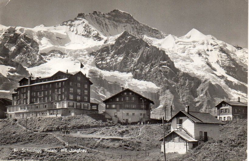 Cartoline postali: GRINDELWALD Kl. Scheidegg Hotels mit Jungfrau – Usato da Jona venduto da philajona