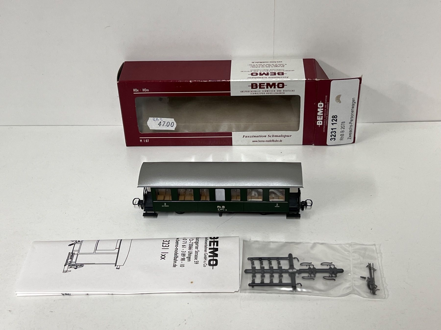 Bemo Modelleisenbahnen: Bemo RhB B2 2077 2.Kl. H0m – Gebraucht aus Neuenhof von ludovicco