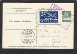 #Flugpostkarte La Chaux de Fonds 17.V.26 mit Org. Stempel