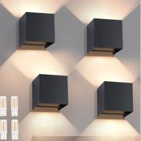 LED Wandleuchte Schwarz 4er Set Aussen/Innen - 3000K