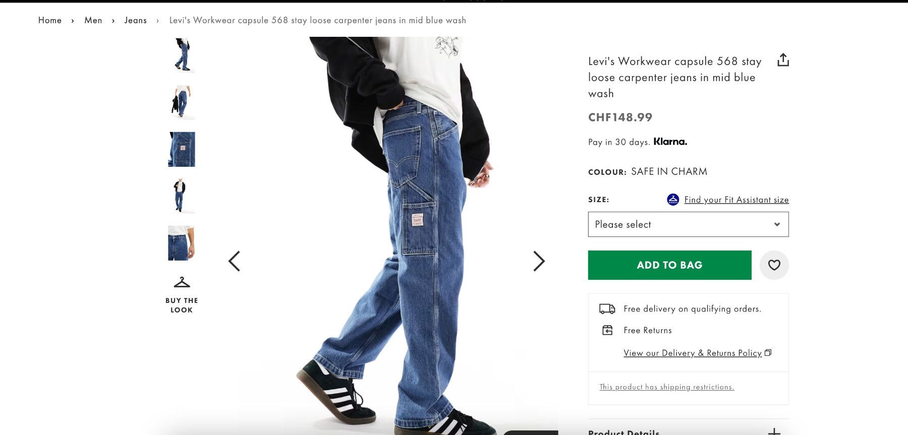 Levi's Jeans: CHF 148 Levi's Carpenter  jeans -33 x 32 – Nuovo e nell'imballaggio originale da St-Sulpice VD venduto da juhdu 2