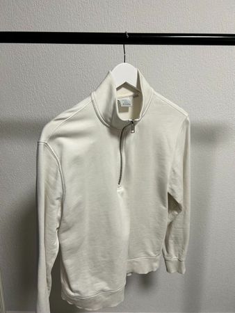 Massimo Dutti Half-Zip Sweater – Weiss/Beige – Gr. S